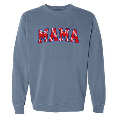 Retro Baseball Mom Mama Baseball Life Softball Life Game Day Gift Garment-Dyed Sweatshirt