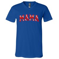 Retro Baseball Mom Mama Baseball Life Softball Life Game Day Gift V-Neck T-Shirt