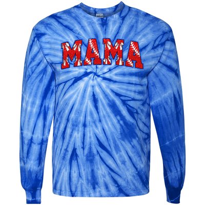 Retro Baseball Mom Mama Baseball Life Softball Life Game Day Gift Tie-Dye Long Sleeve Shirt