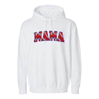 Retro Baseball Mom Mama Baseball Life Softball Life Game Day Gift Garment-Dyed Fleece Hoodie