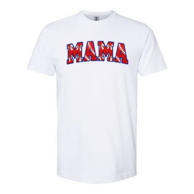 Retro Baseball Mom Mama Baseball Life Softball Life Game Day Gift Softstyle CVC T-Shirt