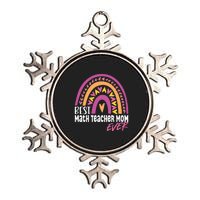 Rainbow Best Math Teacher Mom Leopard Mother's Day Metallic Star Ornament