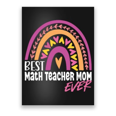 Rainbow Best Math Teacher Mom Leopard Mother's Day Poster