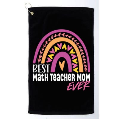 Rainbow Best Math Teacher Mom Leopard Mother's Day Platinum Collection Golf Towel