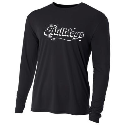 Retro Bulldogs Mascot Back To School Spirit Sport Fans Game Cooling Performance Long Sleeve Crew