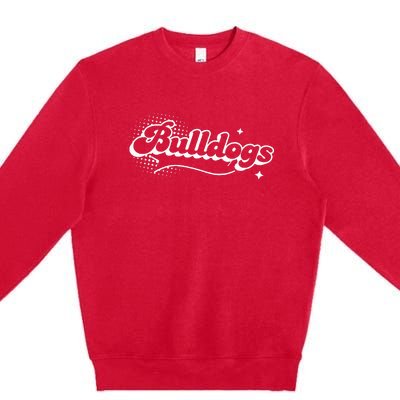 Retro Bulldogs Mascot Back To School Spirit Sport Fans Game Premium Crewneck Sweatshirt