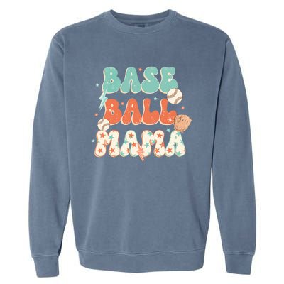 Retro Baseball Mama Sport American Mama Sport Mom Gift Garment-Dyed Sweatshirt