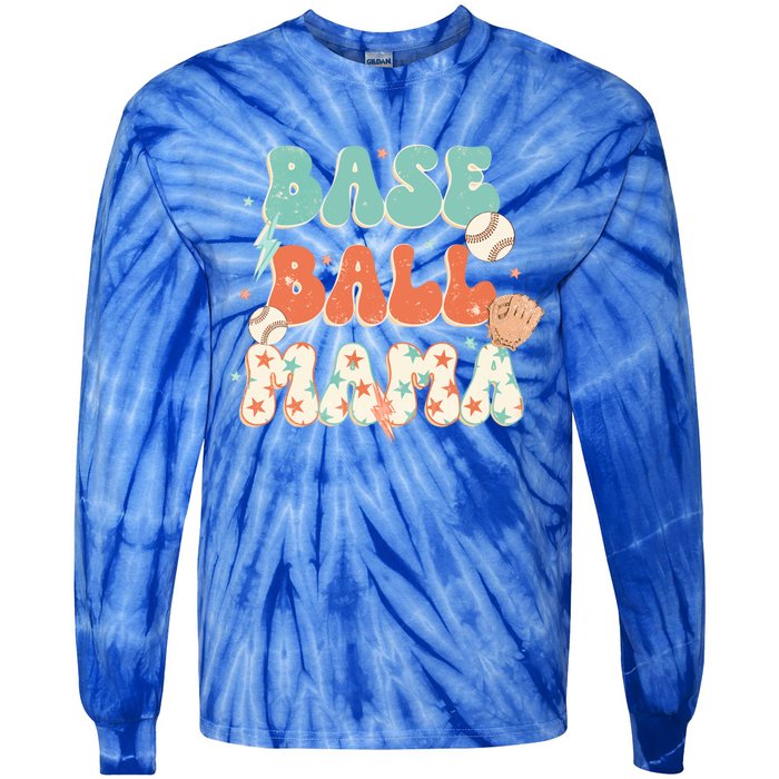 Retro Baseball Mama Sport American Mama Sport Mom Gift Tie-Dye Long Sleeve Shirt