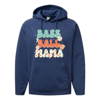 Retro Baseball Mama Sport American Mama Sport Mom Gift Performance Fleece Hoodie