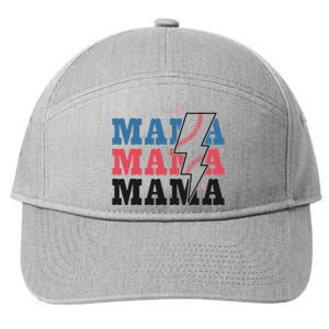 Retro Baseball Mama Lightning Softball Mom Mothers Day 7-Panel Snapback Hat