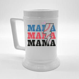 Retro Baseball Mama Lightning Softball Mom Mothers Day Beer Stein