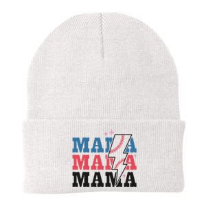 Retro Baseball Mama Lightning Softball Mom Mothers Day Knit Cap Winter Beanie