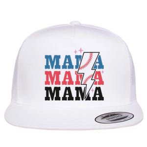 Retro Baseball Mama Lightning Softball Mom Mothers Day Flat Bill Trucker Hat