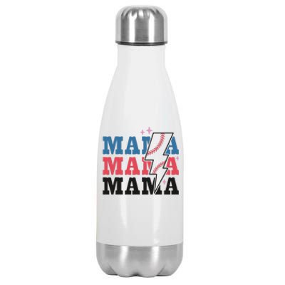 Retro Baseball Mama Lightning Softball Mom Mothers Day Stainless Steel Insulated Water Bottle