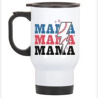 Retro Baseball Mama Lightning Softball Mom Mothers Day Stainless Steel Travel Mug