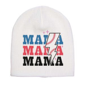 Retro Baseball Mama Lightning Softball Mom Mothers Day Short Acrylic Beanie