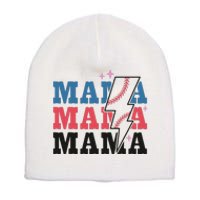 Retro Baseball Mama Lightning Softball Mom Mothers Day Short Acrylic Beanie