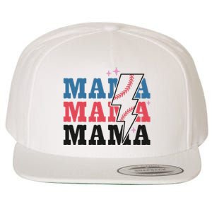 Retro Baseball Mama Lightning Softball Mom Mothers Day Wool Snapback Cap