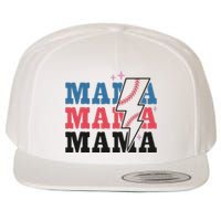 Retro Baseball Mama Lightning Softball Mom Mothers Day Wool Snapback Cap