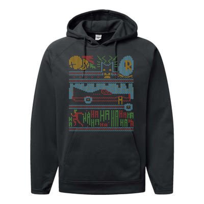 Retro Bat Mobile Gamer Nerdy Ugly Christmas Performance Fleece Hoodie