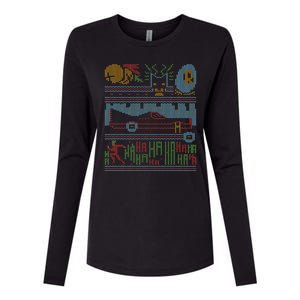 Retro Bat Mobile Gamer Nerdy Ugly Christmas Womens Cotton Relaxed Long Sleeve T-Shirt