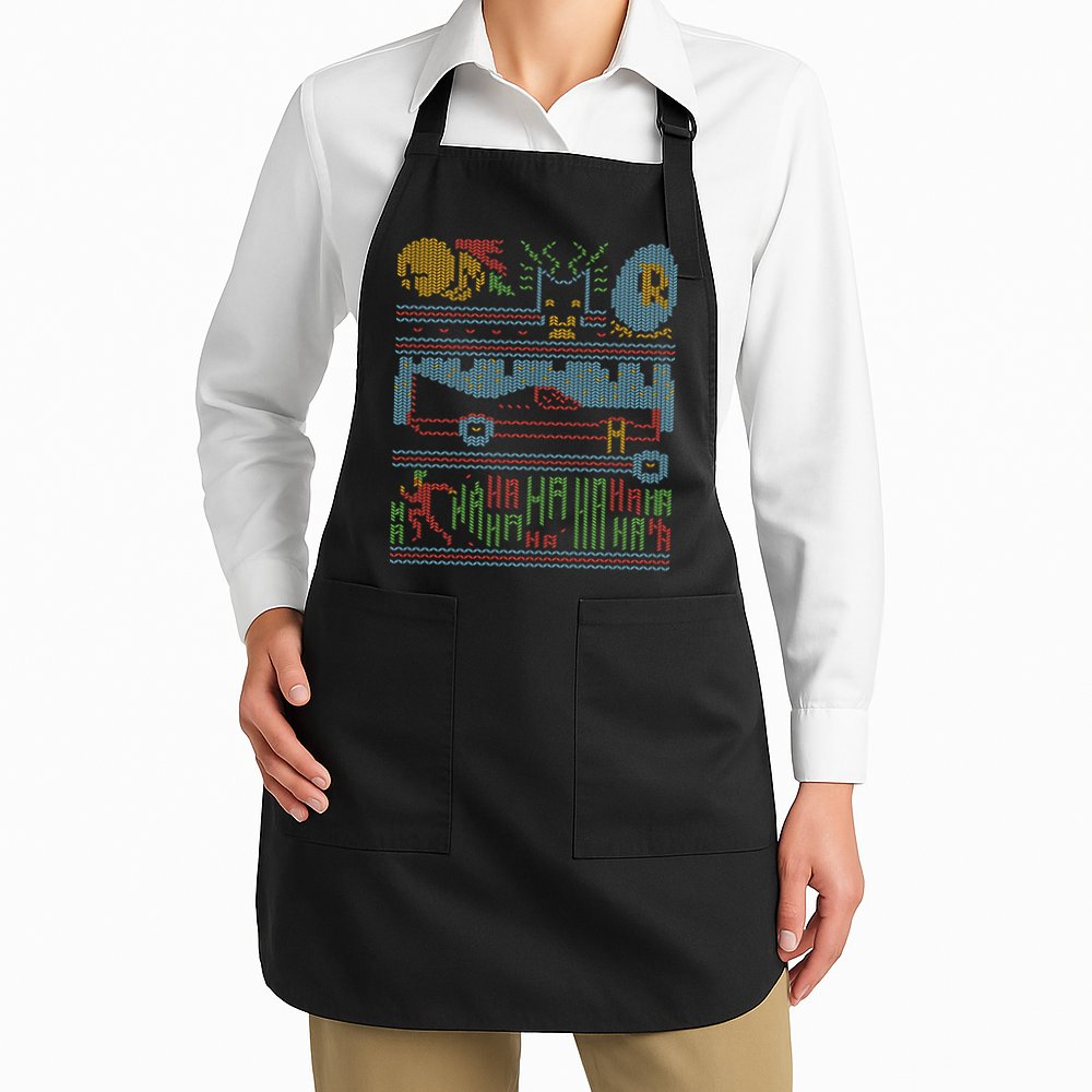 Retro Bat Mobile Gamer Nerdy Ugly Christmas Apron