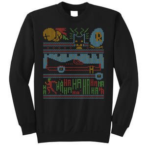 Retro Bat Mobile Gamer Nerdy Ugly Christmas Sweatshirt