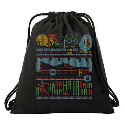 Retro Bat Mobile Gamer Nerdy Ugly Christmas Drawstring Bag