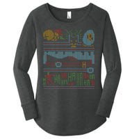 Retro Bat Mobile Gamer Nerdy Ugly Christmas Women's Perfect Tri Tunic Long Sleeve Shirt