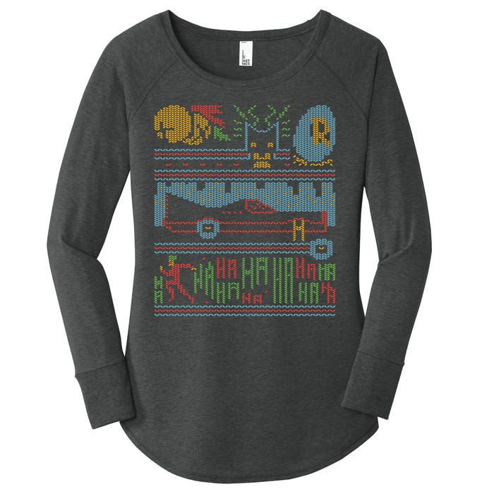 Retro Bat Mobile Gamer Nerdy Ugly Christmas Women's Perfect Tri Tunic Long Sleeve Shirt