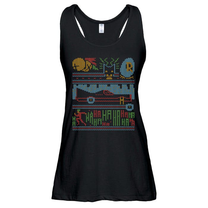 Retro Bat Mobile Gamer Nerdy Ugly Christmas Ladies Essential Flowy Tank