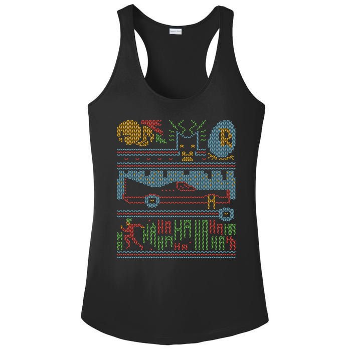 Retro Bat Mobile Gamer Nerdy Ugly Christmas Ladies PosiCharge Competitor Racerback Tank