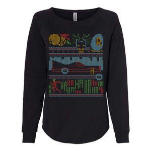 Retro Bat Mobile Gamer Nerdy Ugly Christmas Womens California Wash Sweatshirt