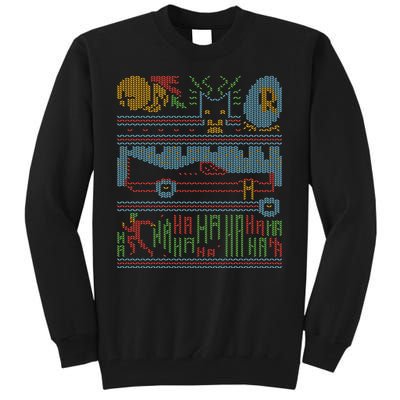 Retro Bat Mobile Gamer Nerdy Ugly Christmas Tall Sweatshirt