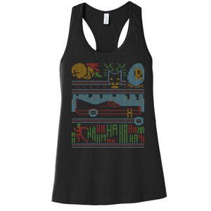 Retro Bat Mobile Gamer Nerdy Ugly Christmas Women's Racerback Tank