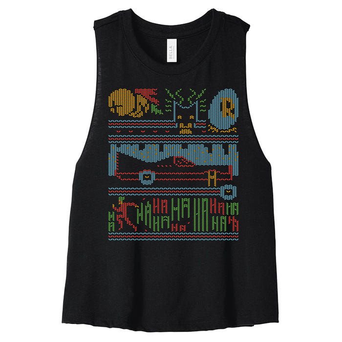 Retro Bat Mobile Gamer Nerdy Ugly Christmas Women's Racerback Cropped Tank