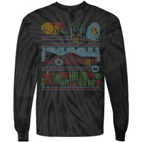 Retro Bat Mobile Gamer Nerdy Ugly Christmas Tie-Dye Long Sleeve Shirt