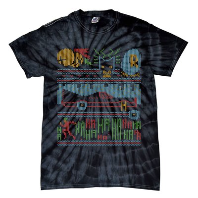 Retro Bat Mobile Gamer Nerdy Ugly Christmas Tie-Dye T-Shirt
