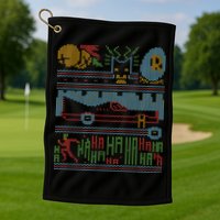 Retro Bat Mobile Gamer Nerdy Ugly Christmas Golf Towel