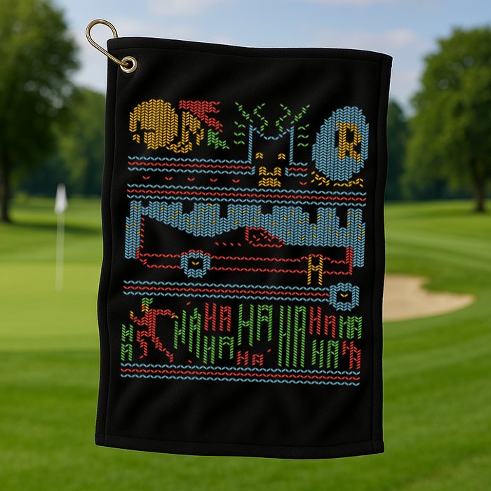 Retro Bat Mobile Gamer Nerdy Ugly Christmas Golf Towel