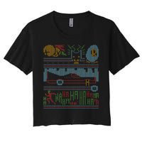 Retro Bat Mobile Gamer Nerdy Ugly Christmas Women's Crop Top Tee