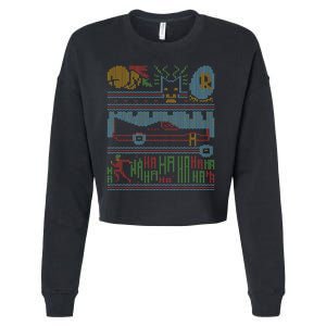 Retro Bat Mobile Gamer Nerdy Ugly Christmas Cropped Pullover Crew