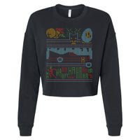 Retro Bat Mobile Gamer Nerdy Ugly Christmas Cropped Pullover Crew