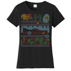 Retro Bat Mobile Gamer Nerdy Ugly Christmas Women's T-Shirt