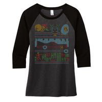 Retro Bat Mobile Gamer Nerdy Ugly Christmas Women's Tri-Blend 3/4-Sleeve Raglan Shirt