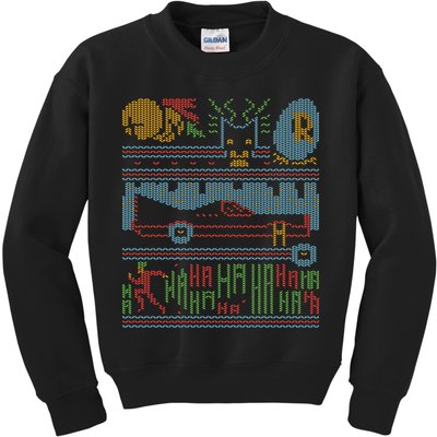 Retro Bat Mobile Gamer Nerdy Ugly Christmas Kids Sweatshirt