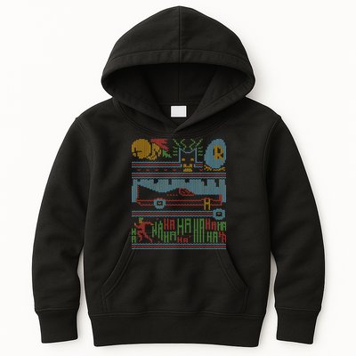 Retro Bat Mobile Gamer Nerdy Ugly Christmas Kids Hoodie