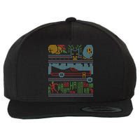 Retro Bat Mobile Gamer Nerdy Ugly Christmas Wool Snapback Cap