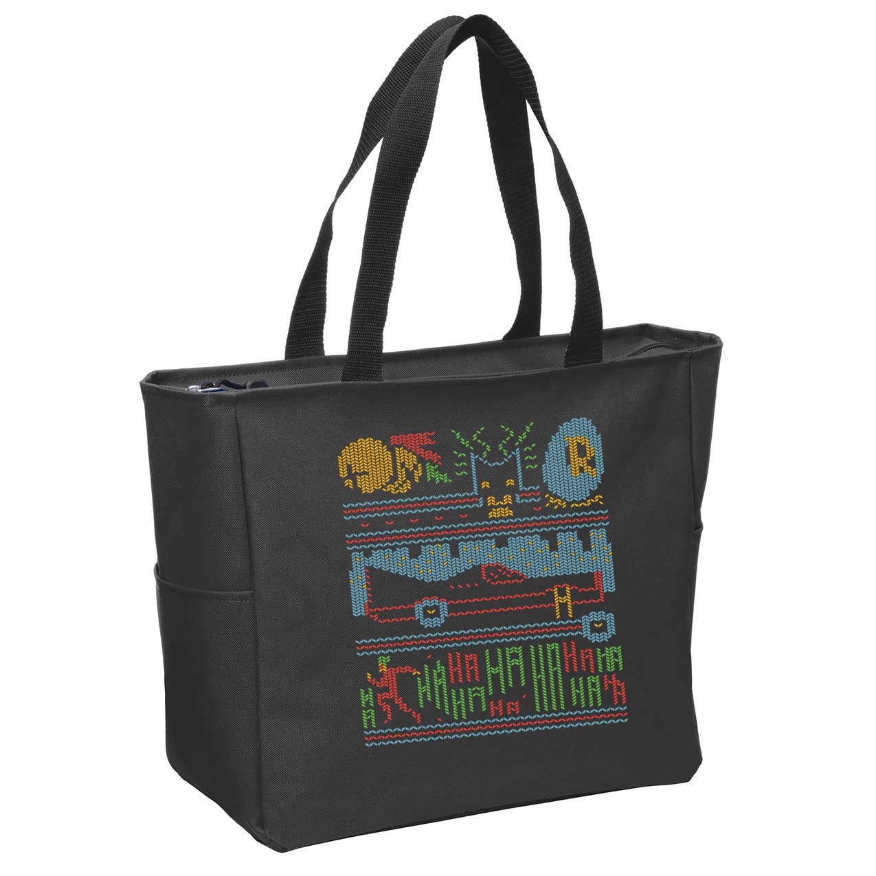 Retro Bat Mobile Gamer Nerdy Ugly Christmas Zip Tote Bag