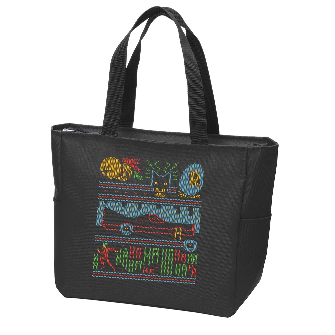Retro Bat Mobile Gamer Nerdy Ugly Christmas Zip Tote Bag